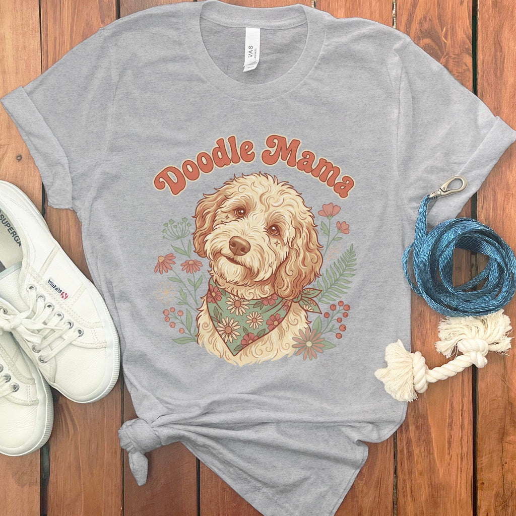 Boho Doodle Mama T-Shirt in Athletic Heather / S by Puppy Jo