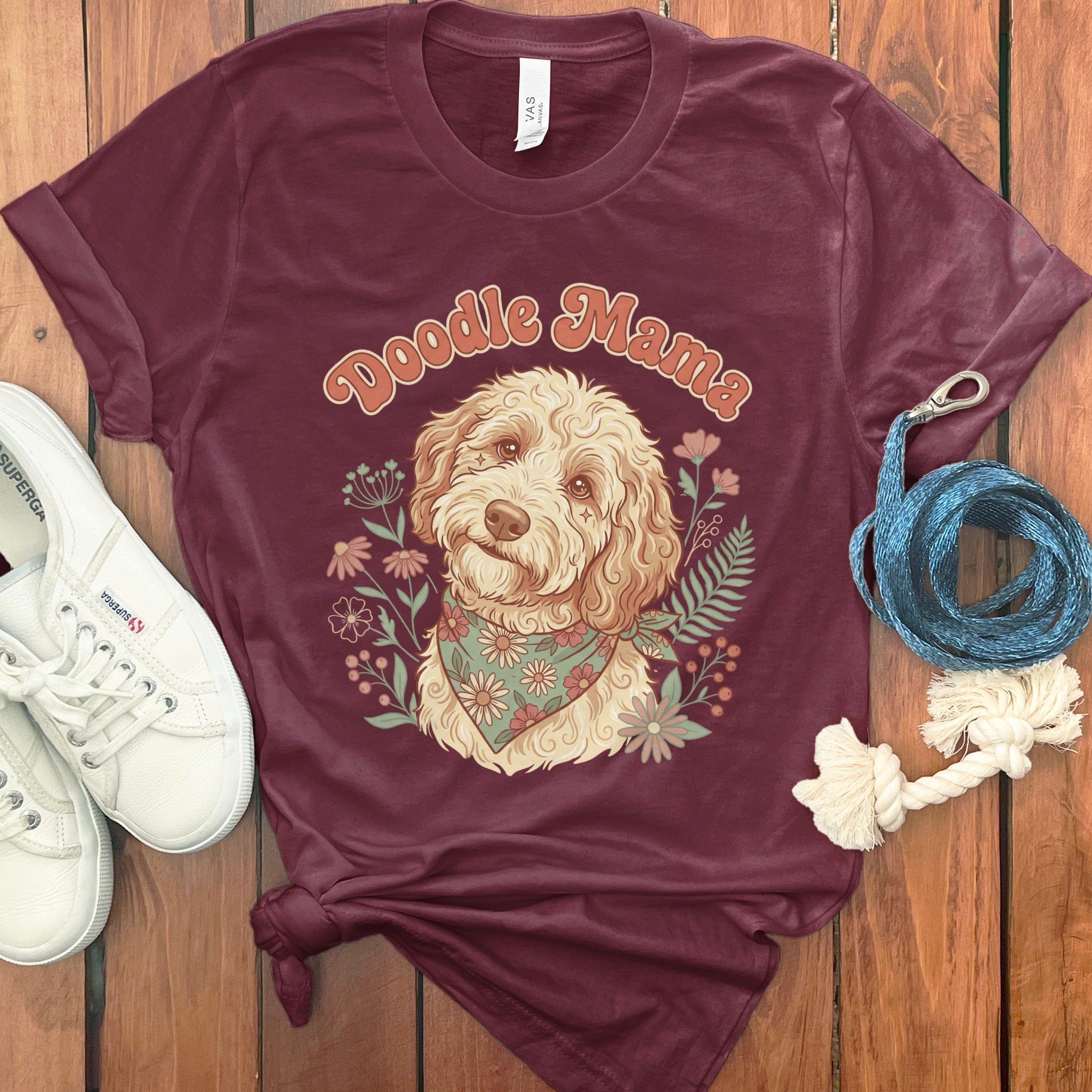 Boho Doodle Mama T-Shirt in Maroon / S by Puppy Jo
