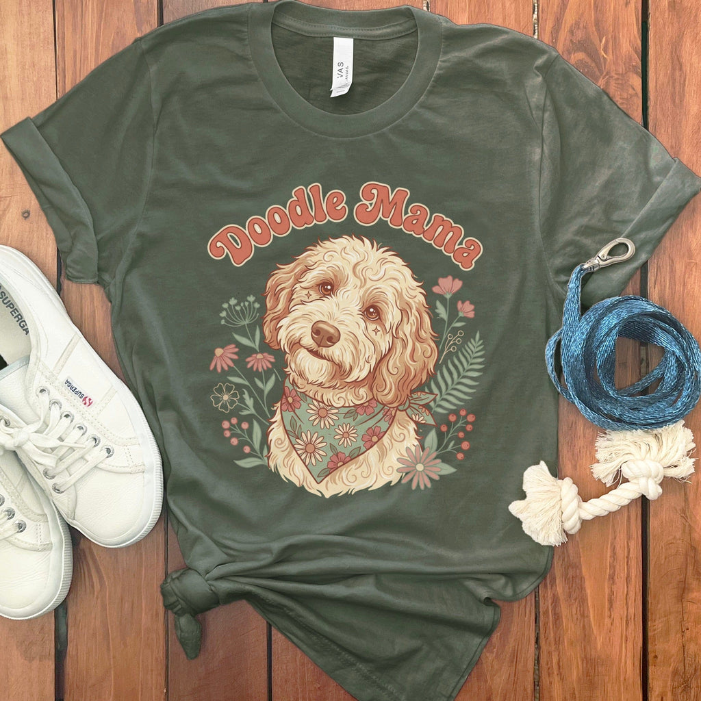 Boho Doodle Mama T-Shirt in Military Green / S by Puppy Jo