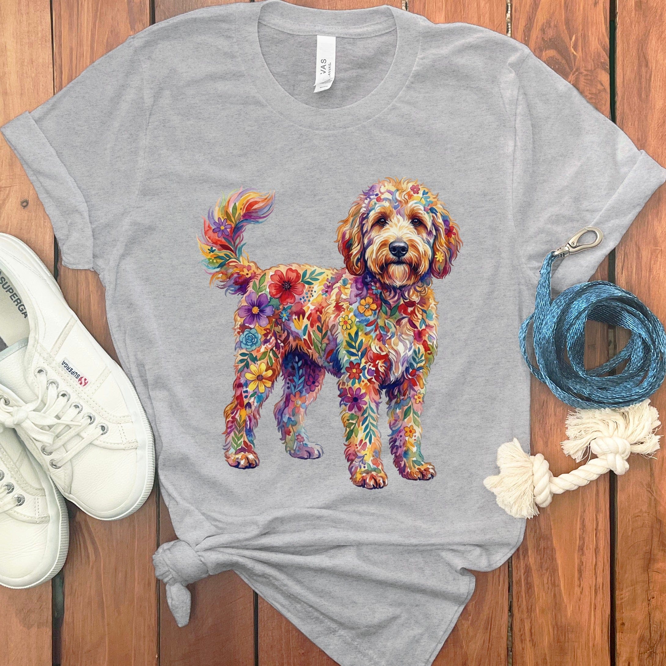 Boho Floral Doodle T-Shirt in Athletic Heather / S by Puppy Jo