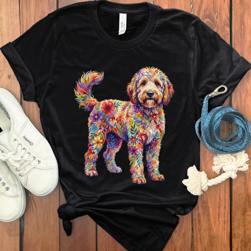 Boho Floral Doodle T-Shirt in Black / S by Puppy Jo