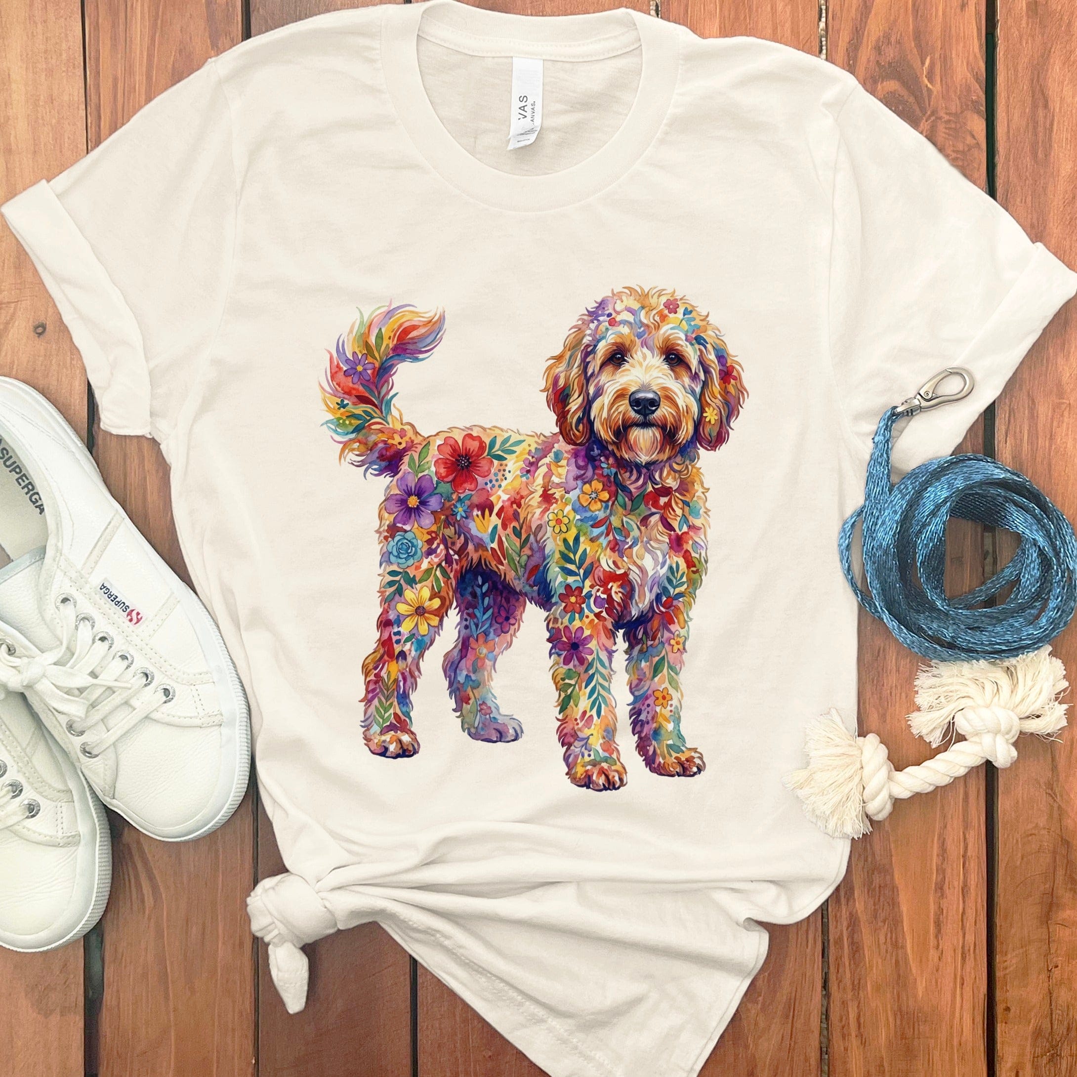 Boho Floral Doodle T-Shirt in Natural / S by Puppy Jo