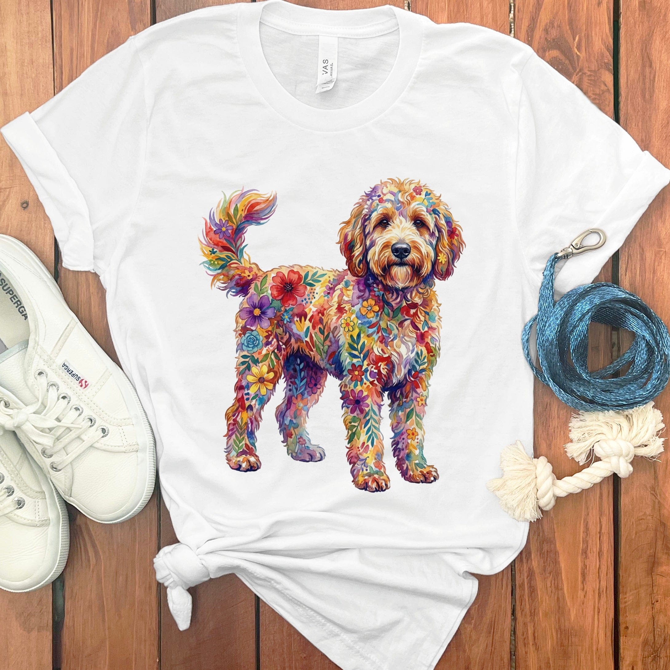 Boho Floral Doodle T-Shirt in White / S by Puppy Jo