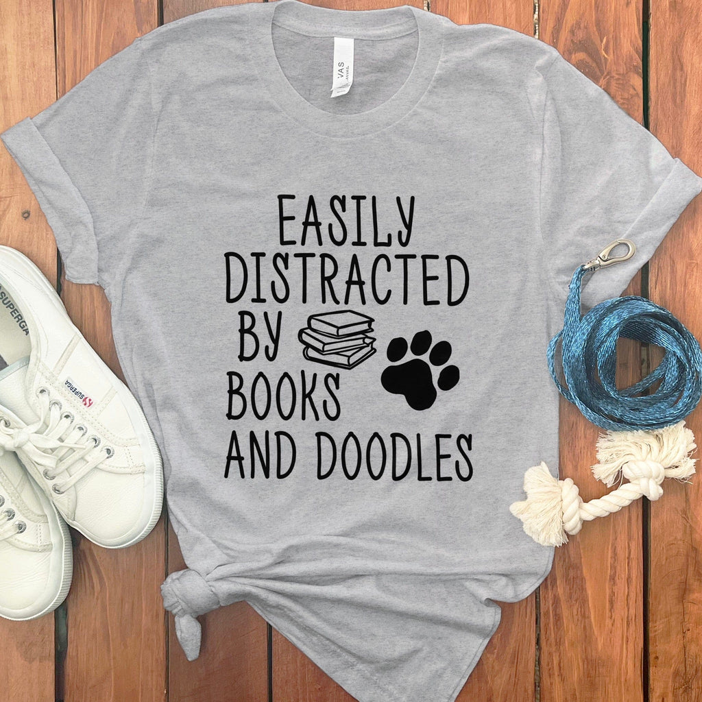 Books and Doodles T-Shirt in Athletic Heather / S by Puppy Jo