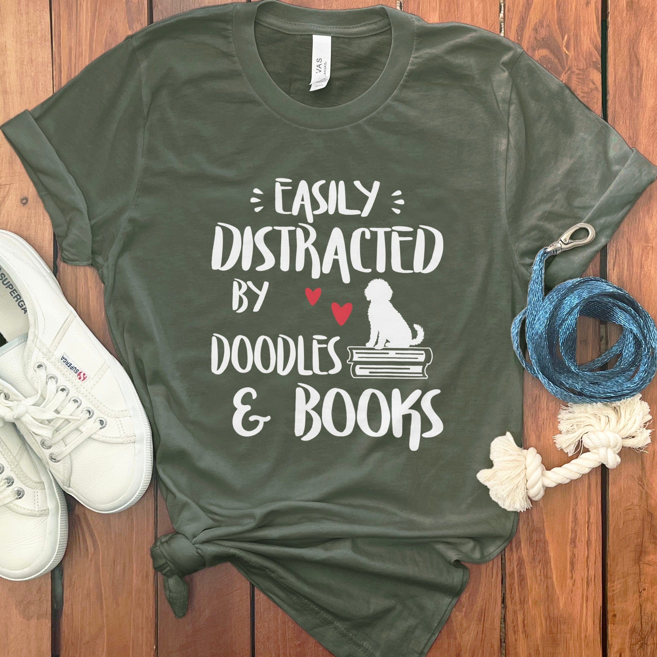 Books and Doodles T-Shirt in Military Green / S by Puppy Jo