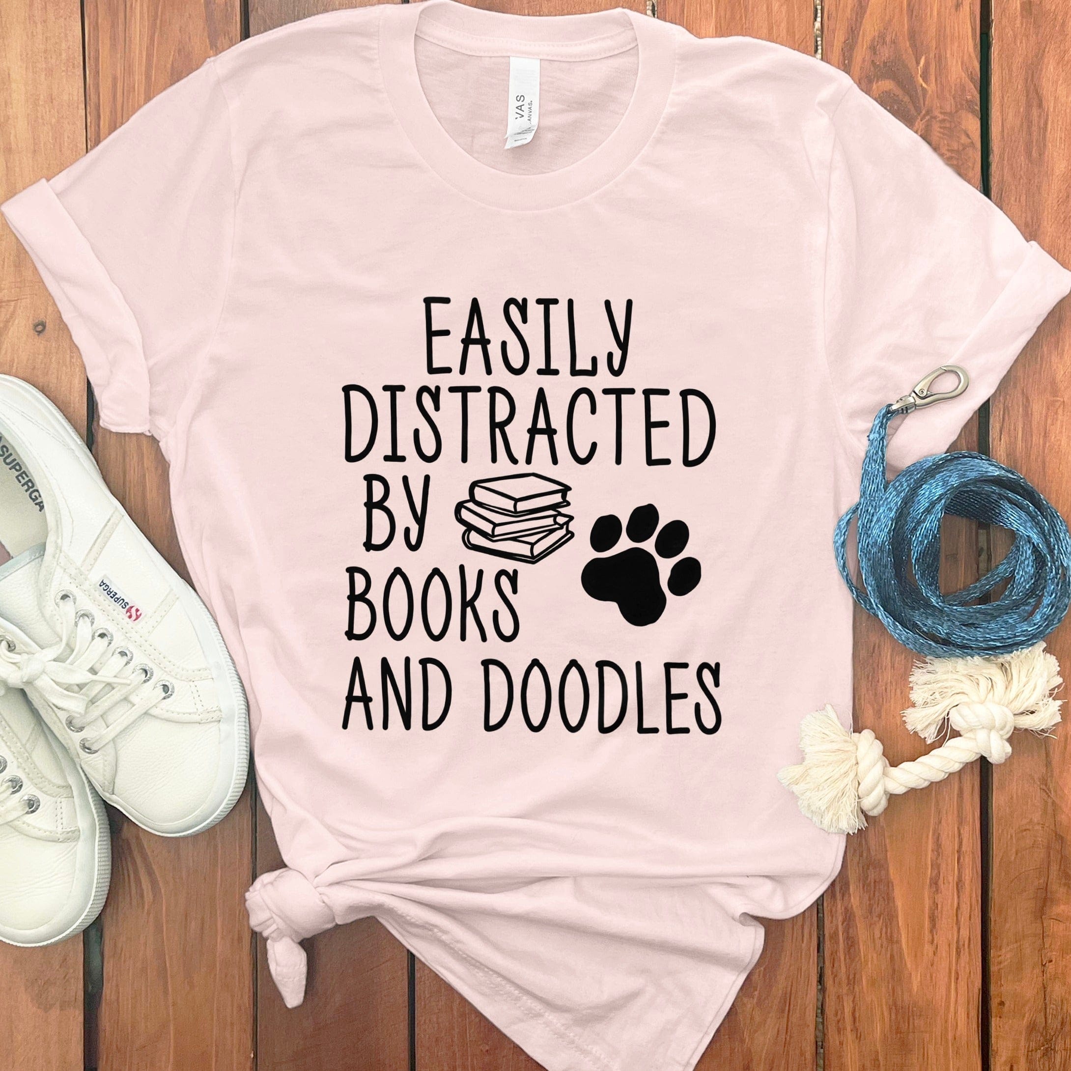 Books and Doodles T-Shirt in Soft Pink / S by Puppy Jo