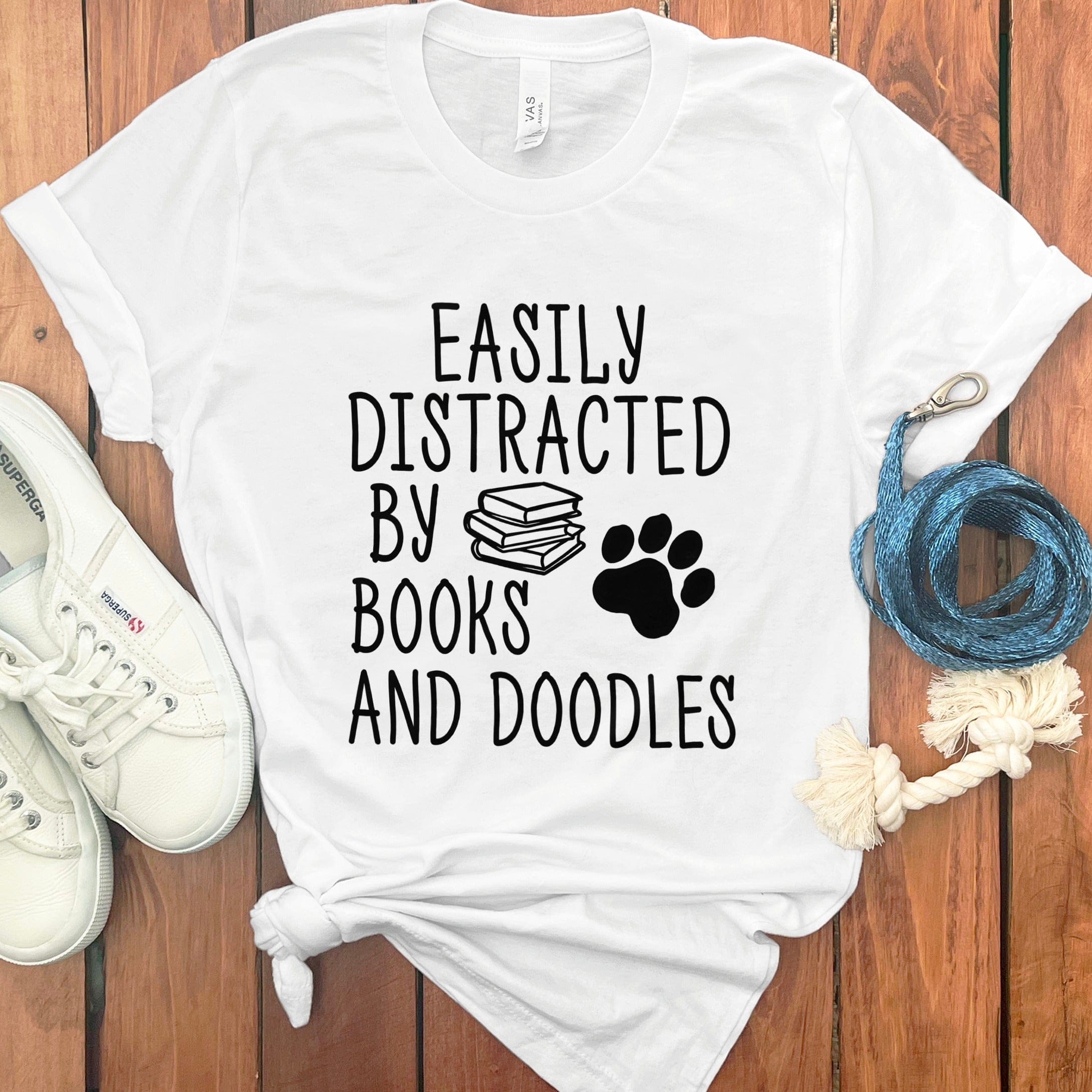 Books and Doodles T-Shirt in White / S by Puppy Jo