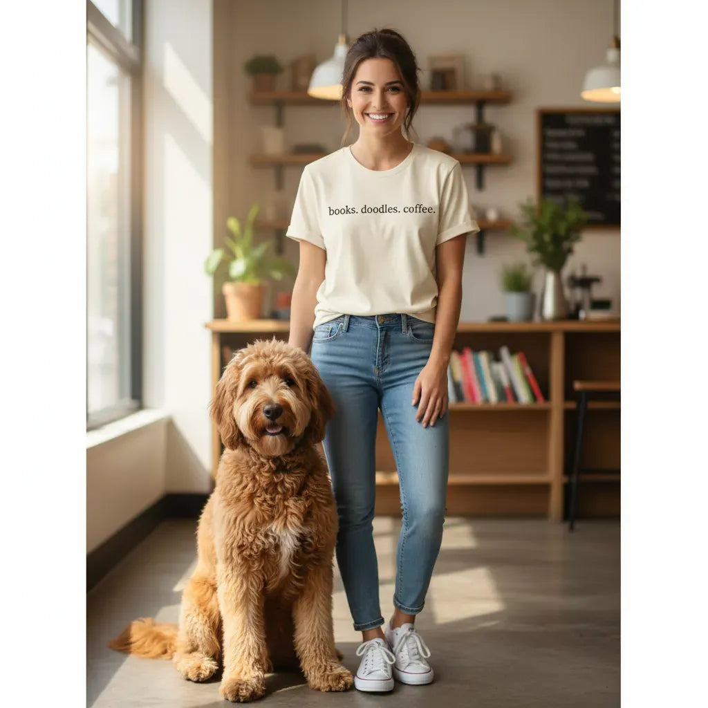 Books Doodles Coffee T-Shirt in by Puppy Jo