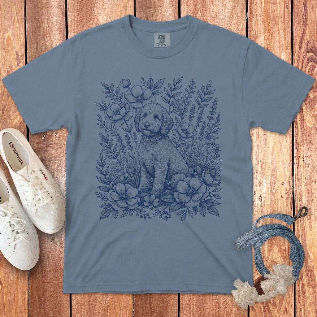 Botanical Doodle Signature T-Shirt in Blue Jean / M by Puppy Jo