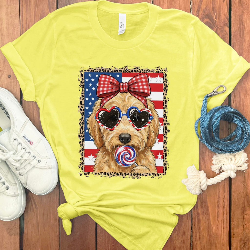 Bow Patriotic Doodle T-Shirt in Yellow / S by Puppy Jo