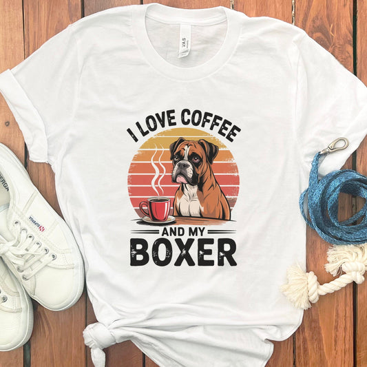 I Love Coffee And My Boxer Graphic Print T-shirt product type