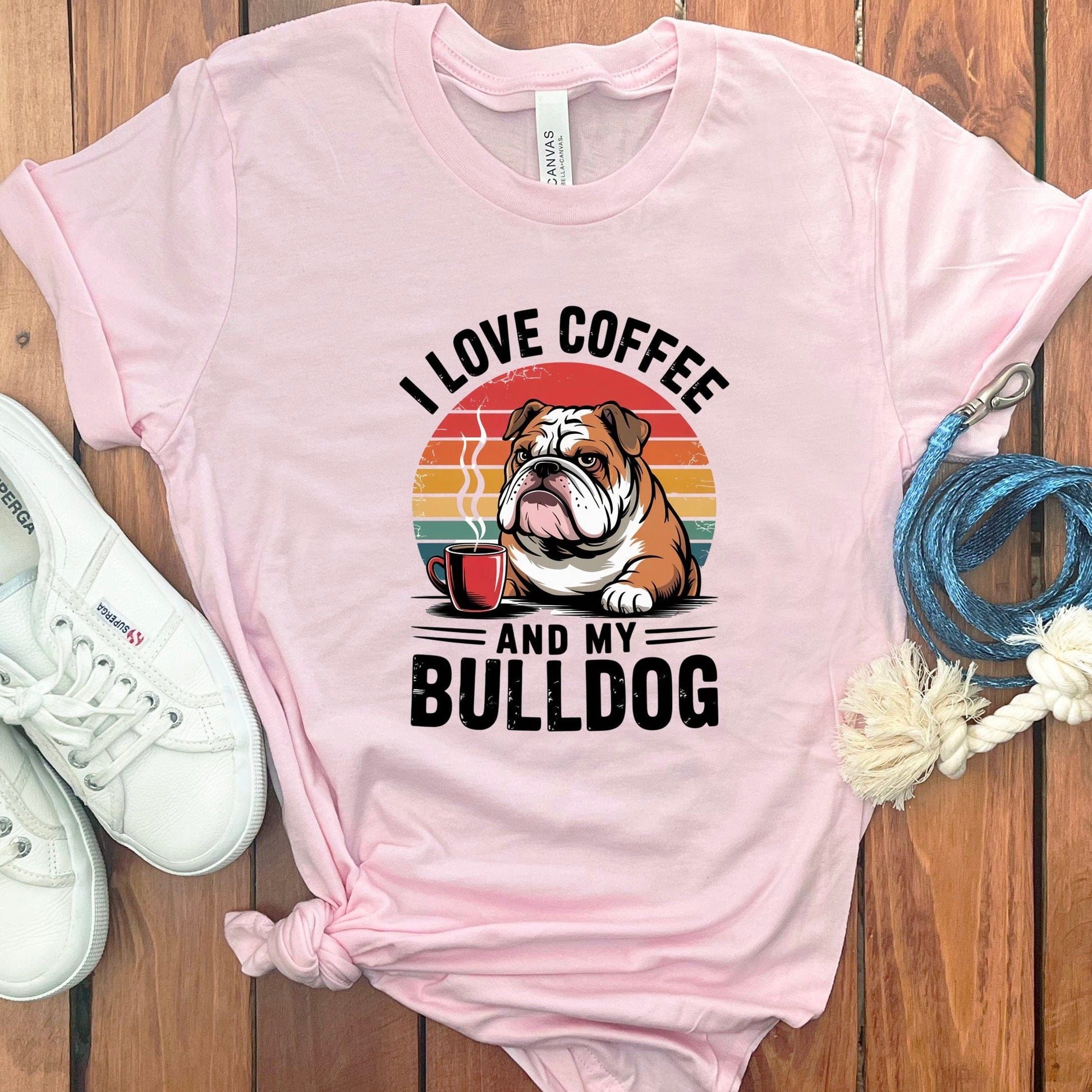 I Love Coffee and My Bulldog Graphic Tee Shirt product type