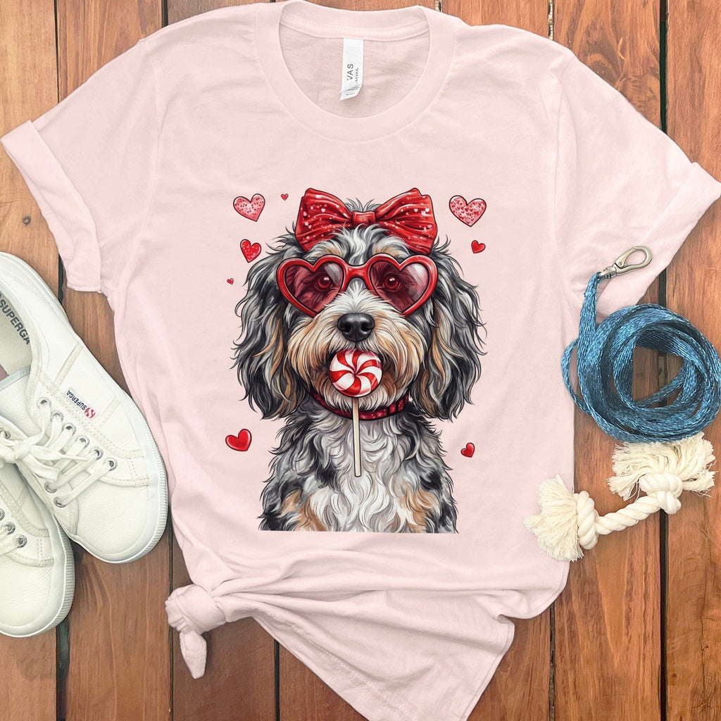 Cute Cartoon Dog with Heart Sunglasses Shirt