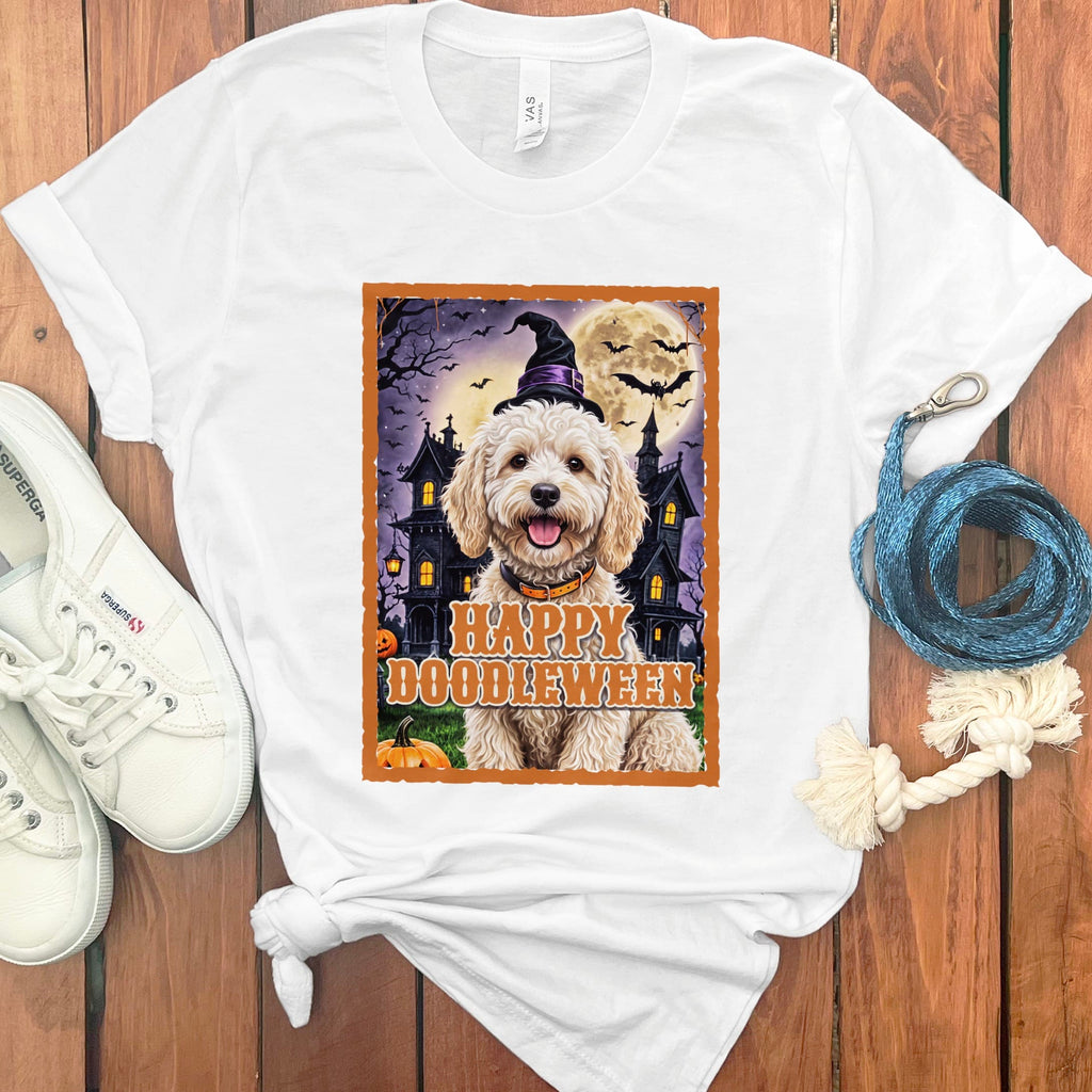 Maltipoo Happy Doodleween T-Shirt in White / S by Puppy Jo