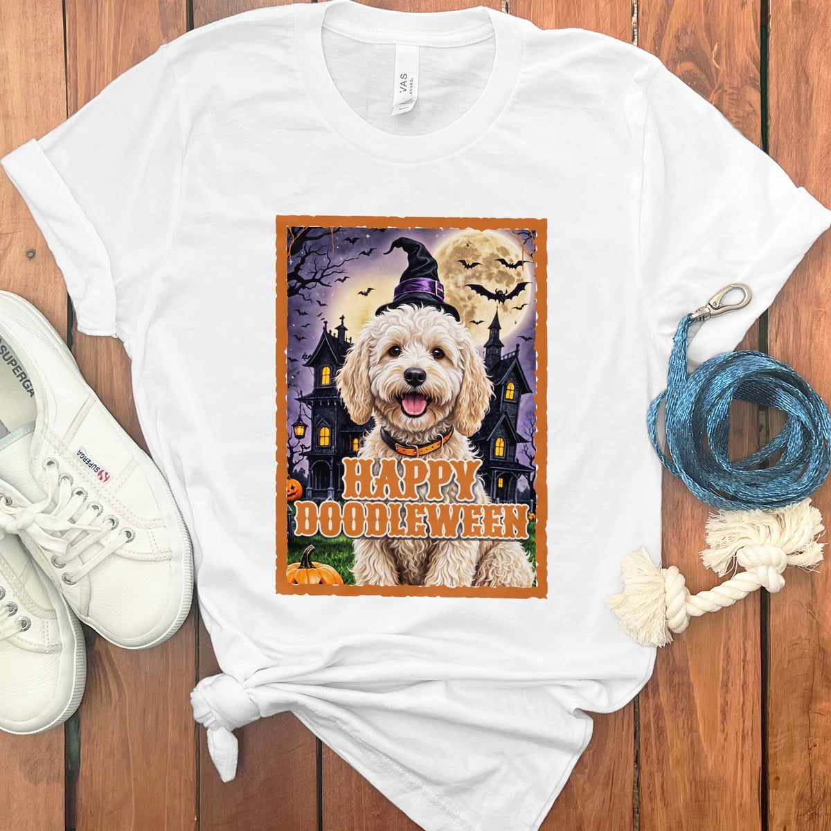Maltipoo Happy Doodleween T-Shirt in White / S by Puppy Jo