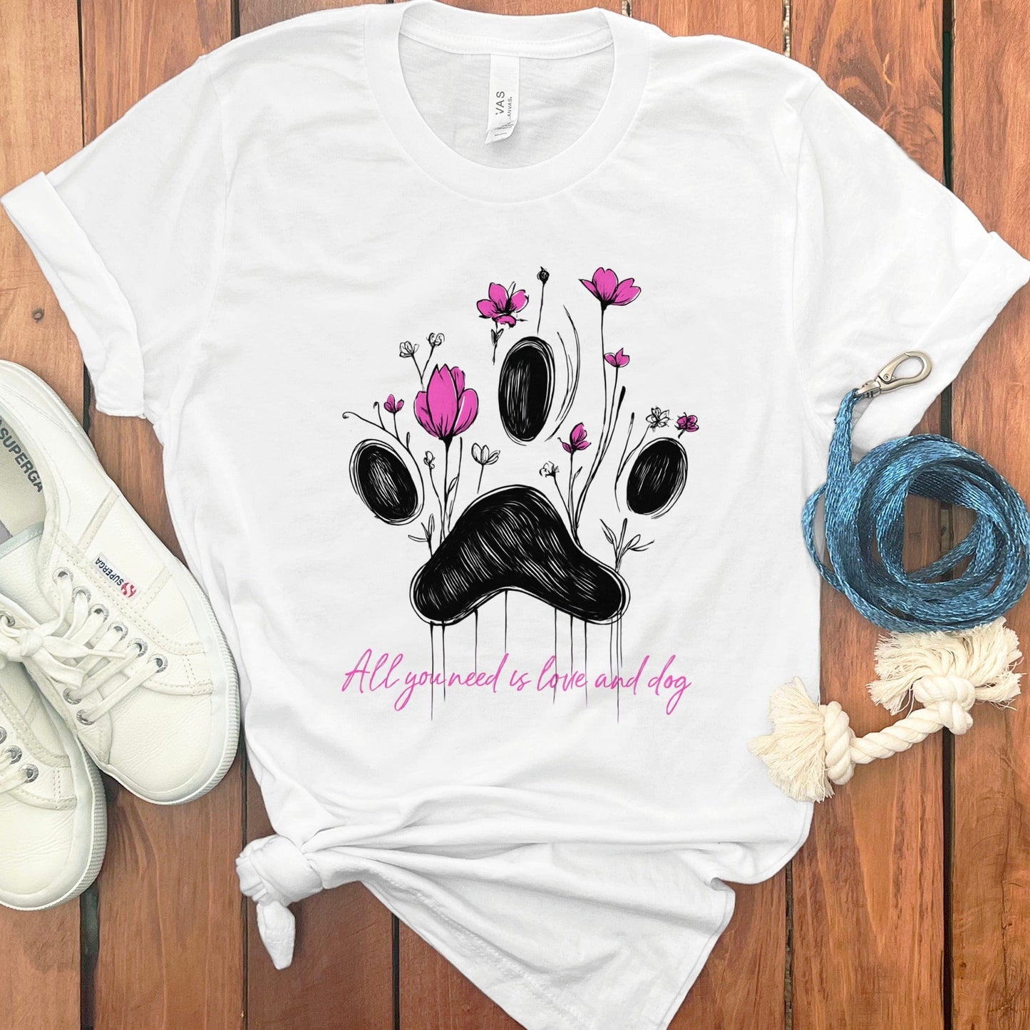 All You Need Is Love And Dog Paw Print T-Shirt product type