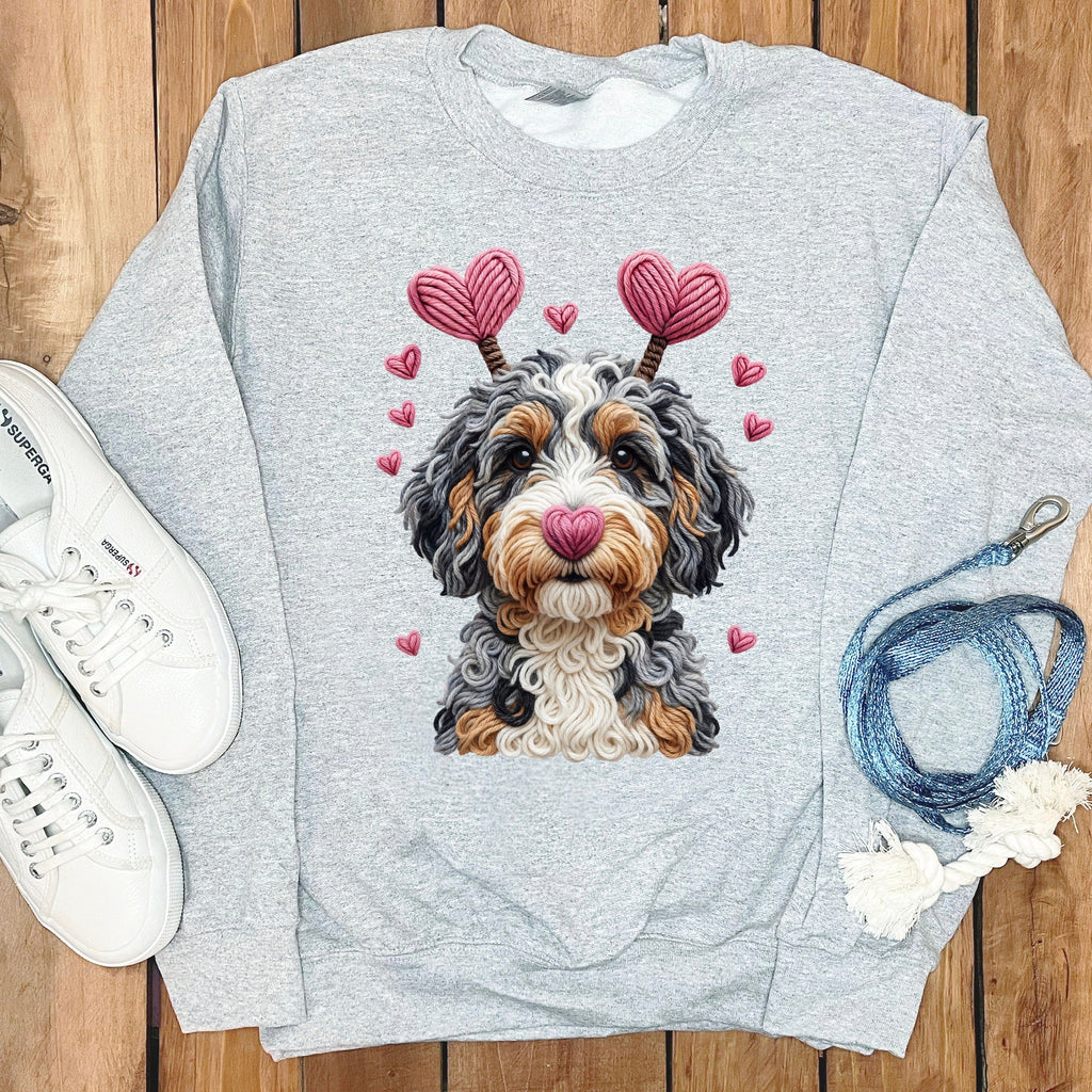 Cute Dog With Hearts Design Graphic Sweater