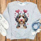Cute Dog With Hearts Design Graphic Sweater
