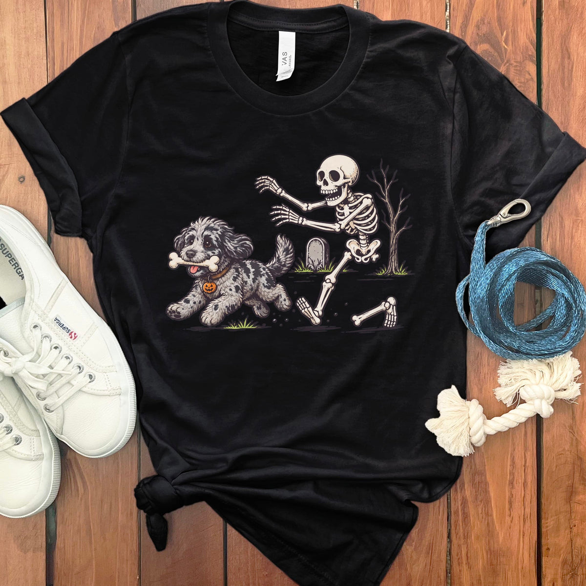 Merle Goldendoodle Bone Thief T-Shirt in Black / S by Puppy Jo