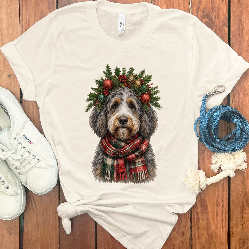 Aussiedoodle Holiday Crown T-Shirt in Natural / S by Puppy Jo