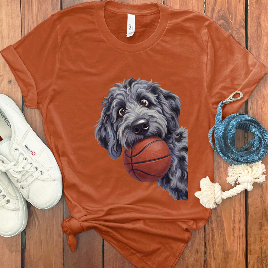Merle Goldendoodle Basketball T-Shirt in Autumn / S by Puppy Jo
