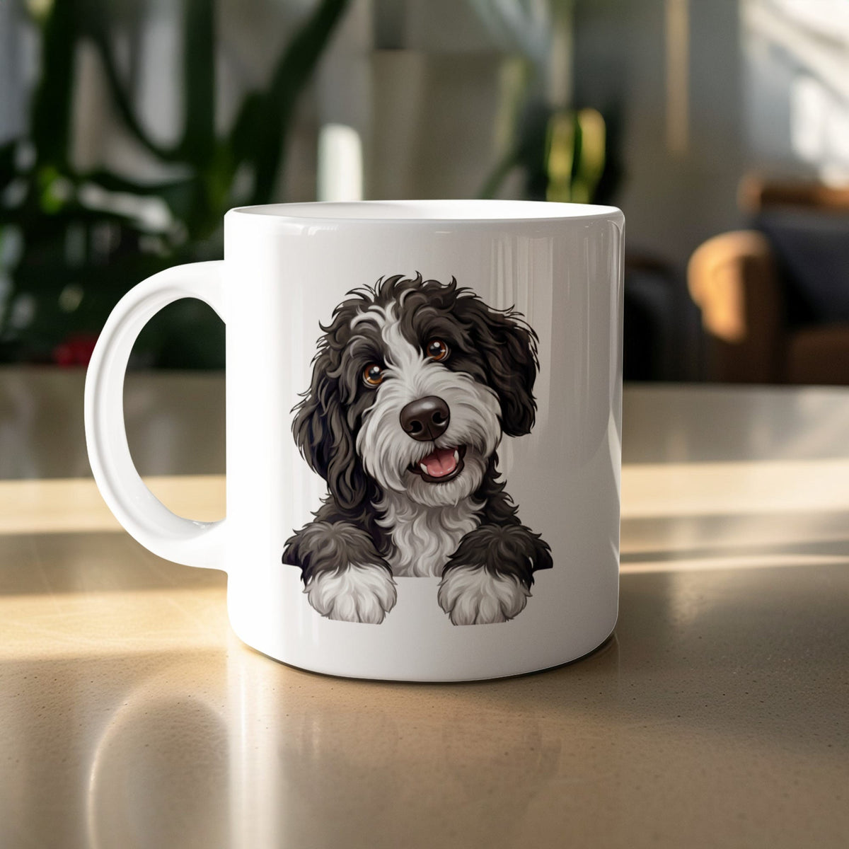 Curious Sheepadoodle Mug in by Puppy Jo