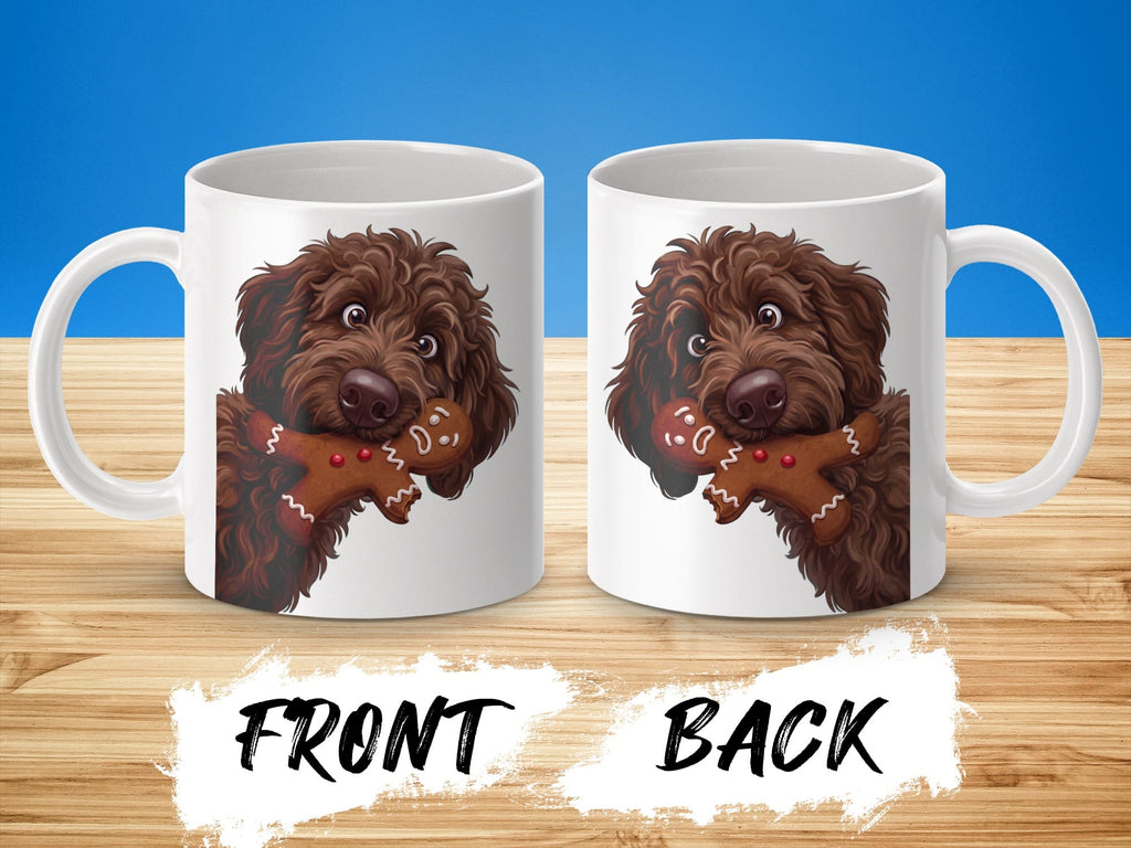 Chocolate Goldendoodle Cookie Thief Mug in by Puppy Jo