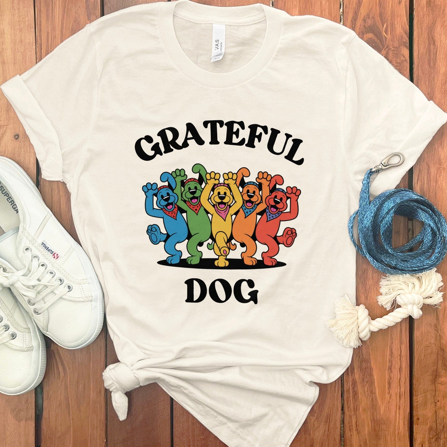 Grateful Dog Graphic Tee Colorful Dancing Canine product type