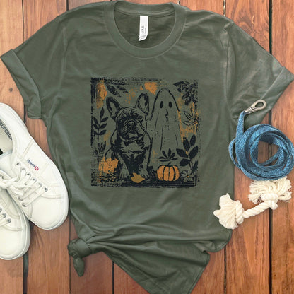 Halloween French Bulldog and Ghost Print T-Shirt product