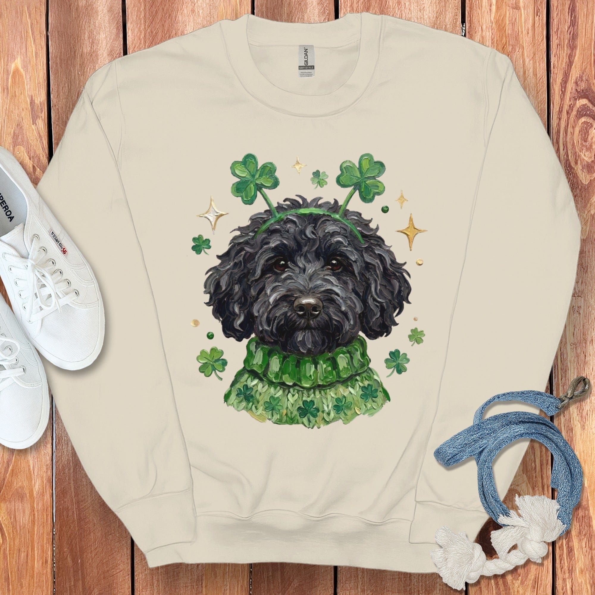 St Patrick's Day Dog with Shamrocks Sweatshirt Product