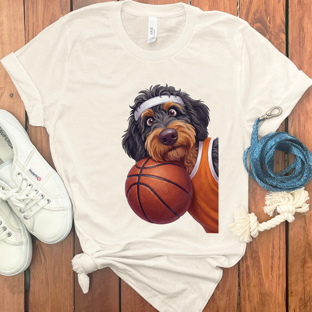 Phantom Goldendoodle Basketball Player T-Shirt in Natural / S by Puppy Jo
