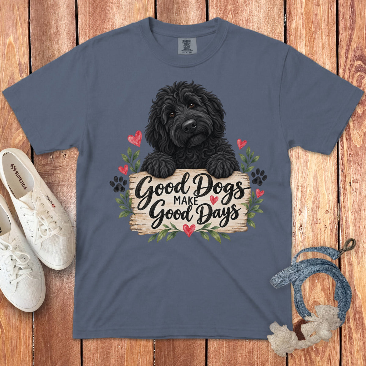 Black Goldendoodle Good Days Signature T-Shirt