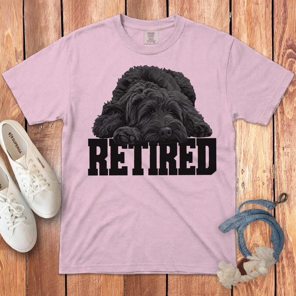 Retired Sleeping Black Goldendoodle Signature T-Shirt in Blossom / S by Puppy Jo