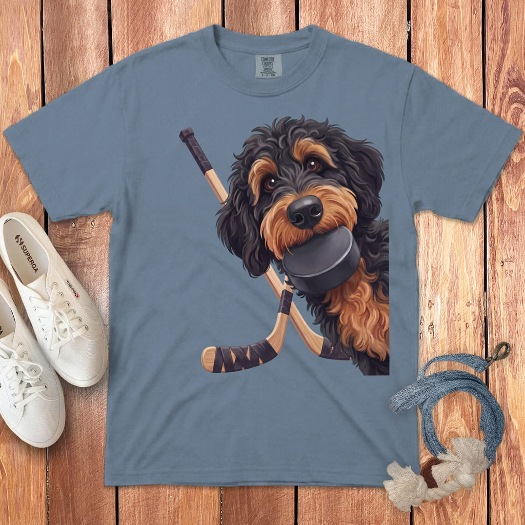 Phantom Goldendoodle Hockey Signature T-Shirt in Blue Jean / S by Puppy Jo