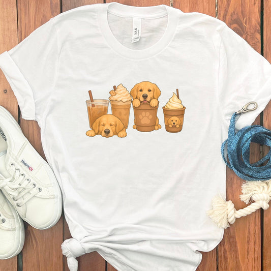 Cute Pups and Coffee Graphic Tee Shirt product