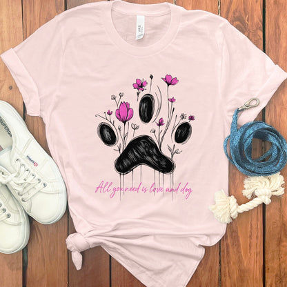 All You Need Is Love And Dog Paw Print T-shirt product