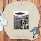 UFO Dog Sweatshirt Alien Spaceship and Dog Print Top