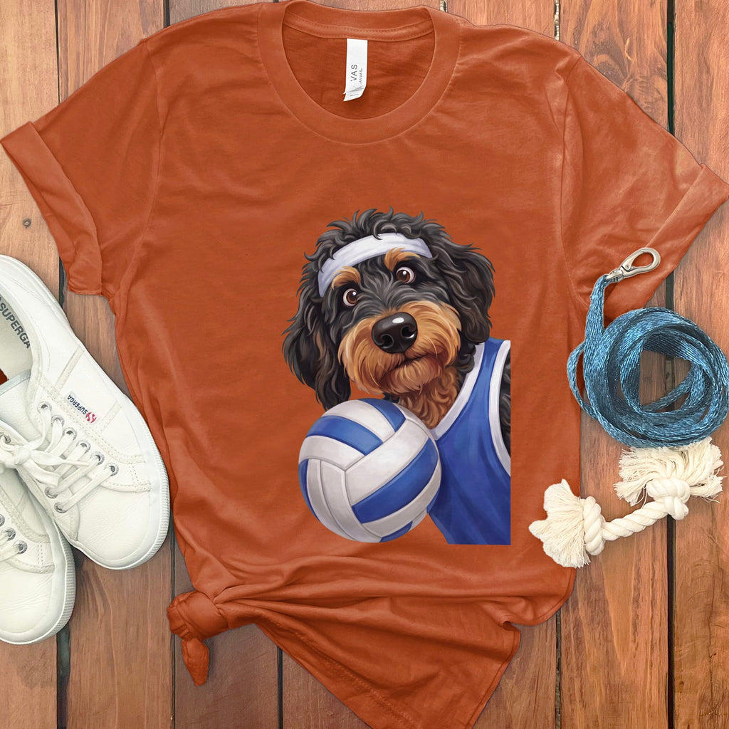 Phantom Goldendoodle Volleyball Player T-Shirt in Autumn / S by Puppy Jo