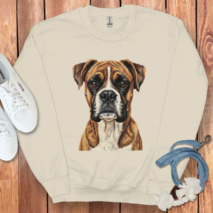 Realistic Boxer Dog Print on Comfortable Sweatshirt
