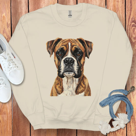 Realistic Boxer Dog Print on Comfortable Sweatshirt