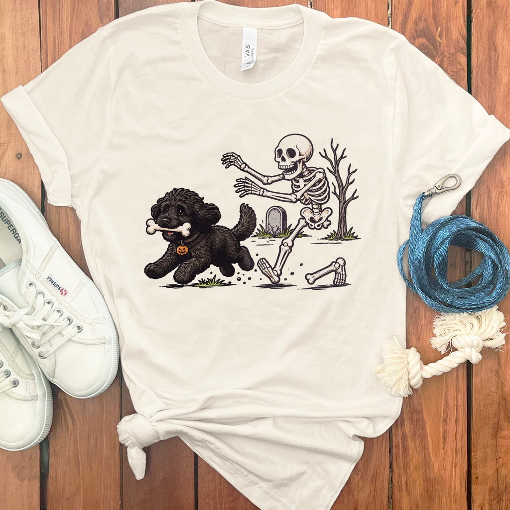 Black Goldendoodle Bone Thief T-Shirt in Natural / S by Puppy Jo