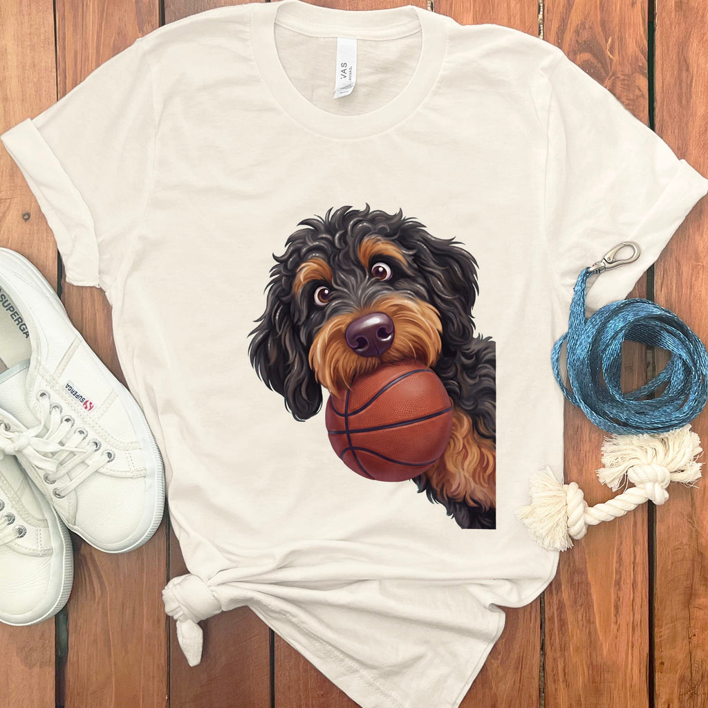Phantom Goldendoodle Basketball T-Shirt in Natural / S by Puppy Jo