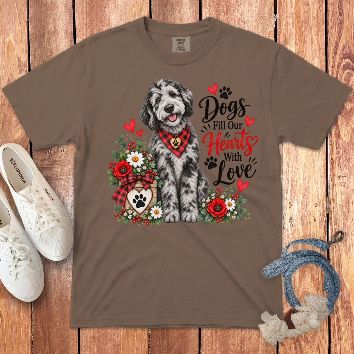 Merle Goldendoodle Hearts Love Signature T-Shirt