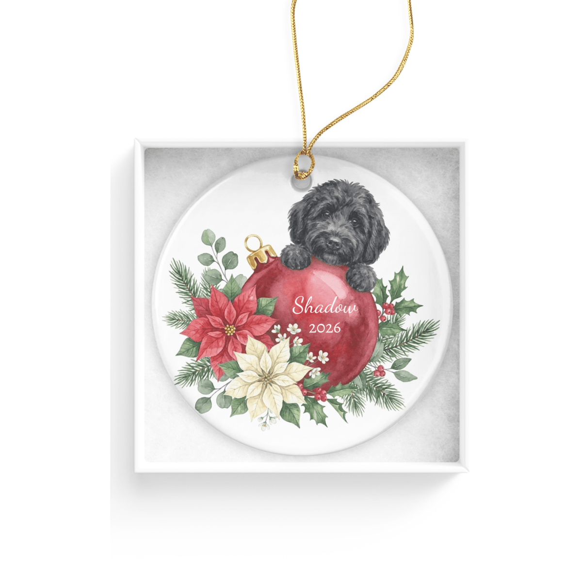 First Christmas Black Goldendoodle Ornament in by AnywherePOD