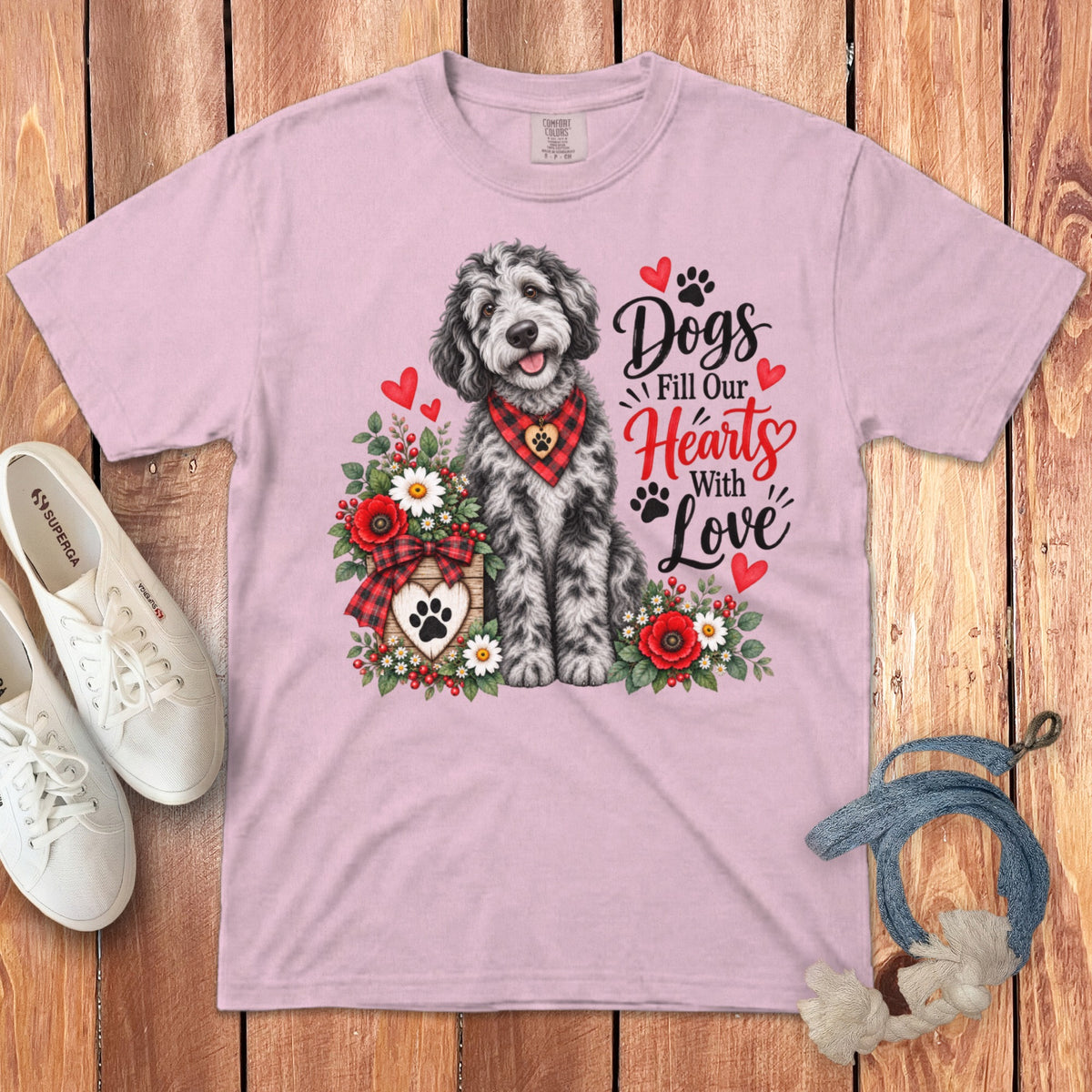 Merle Goldendoodle Hearts Love Signature T-Shirt