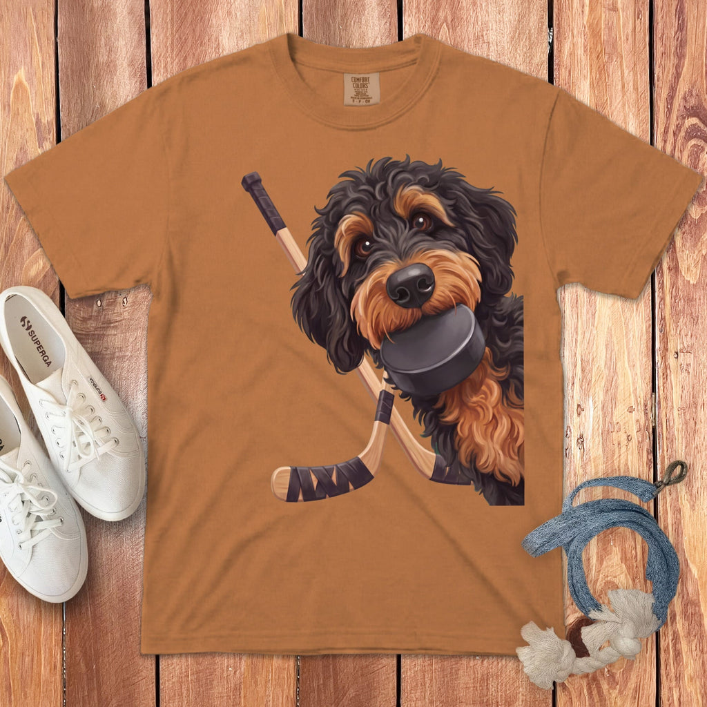 Phantom Goldendoodle Hockey Signature T-Shirt in Yam / S by Puppy Jo