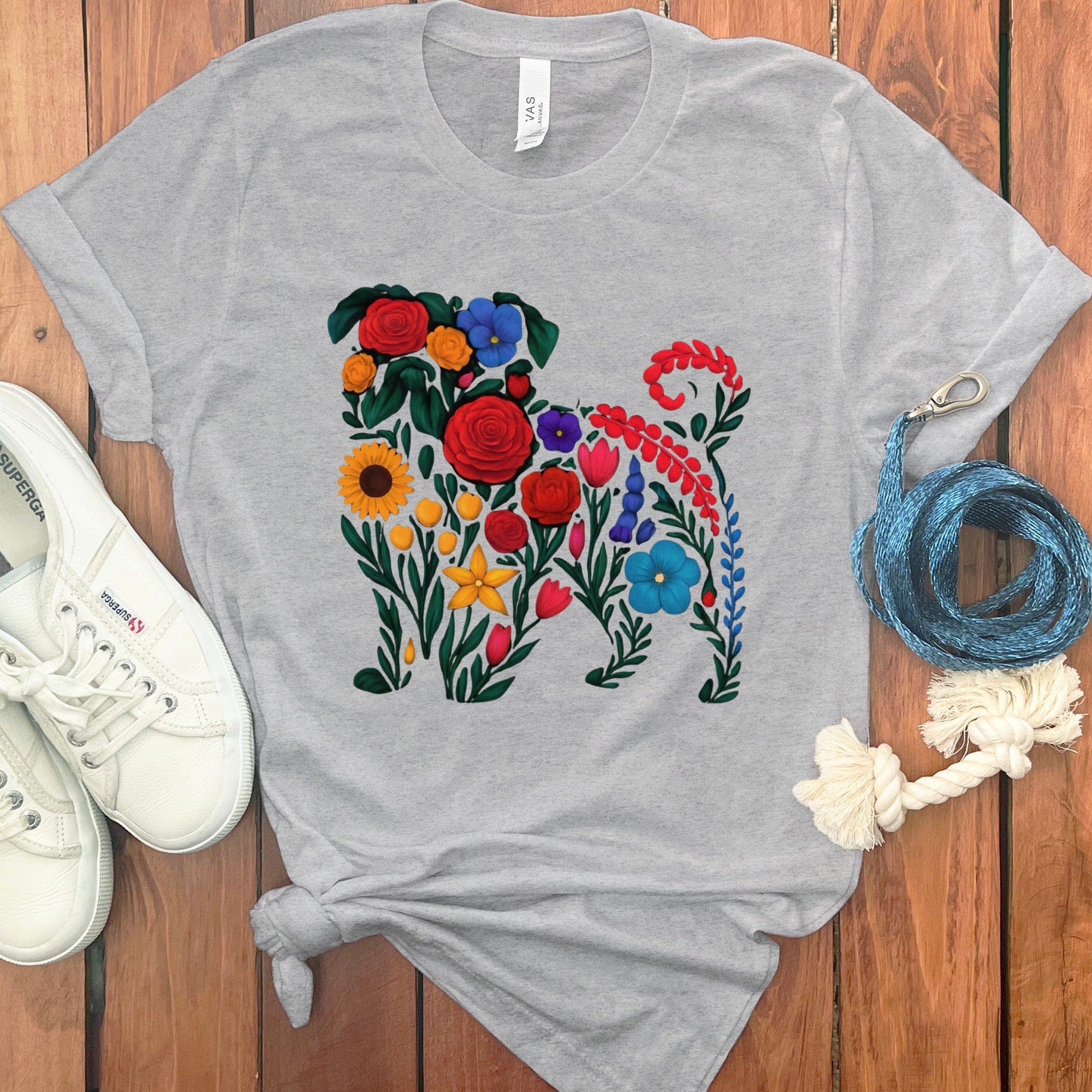 Colorful Floral Dog Print Graphic Tee product type