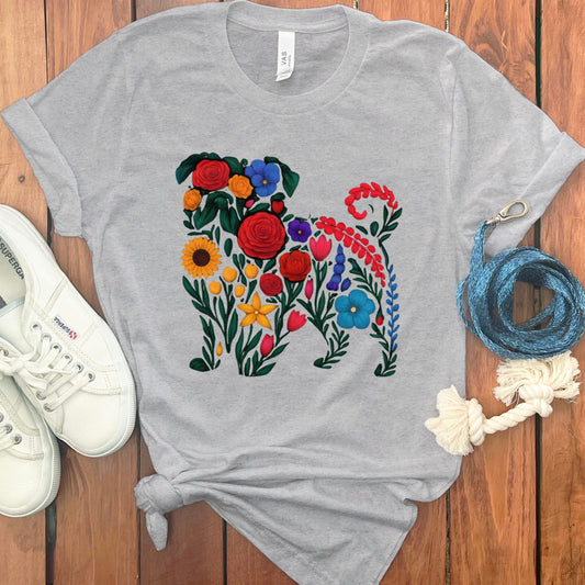 Colorful Floral Dog Print Graphic Tee product type