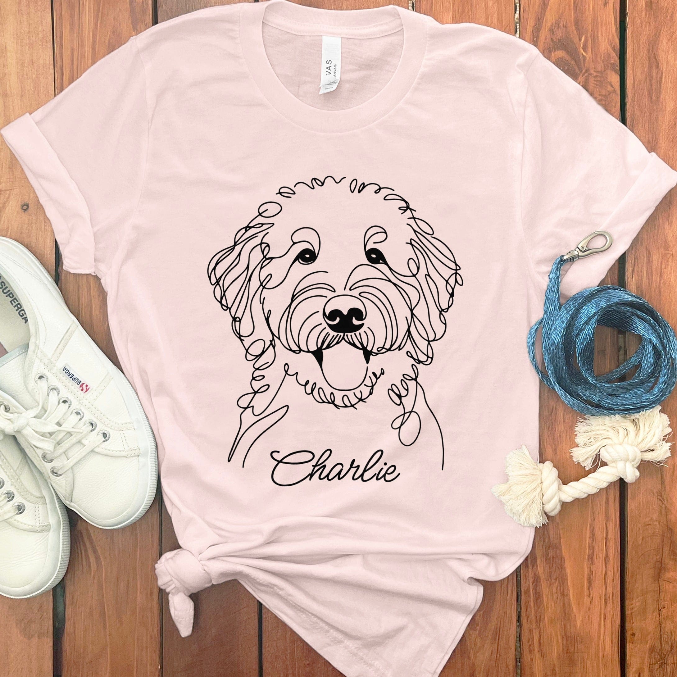 Cute Dog Drawing with Charlie Name Graphic Shirt