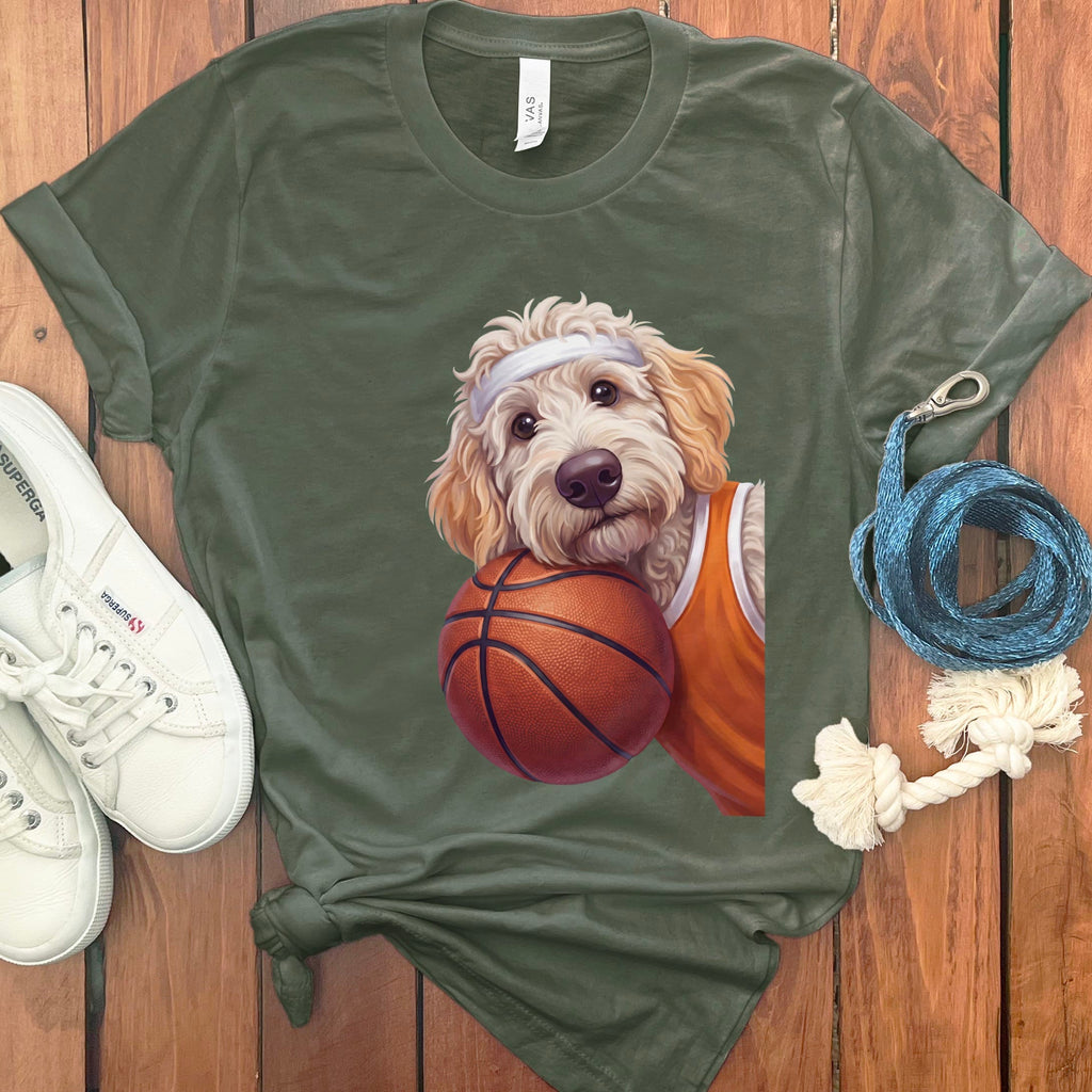 Maltipoo Basketball Player T-Shirt in Military Green / S by Puppy Jo